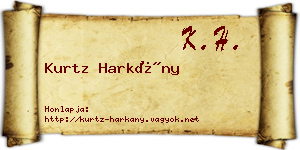 Kurtz Harkány névjegykártya